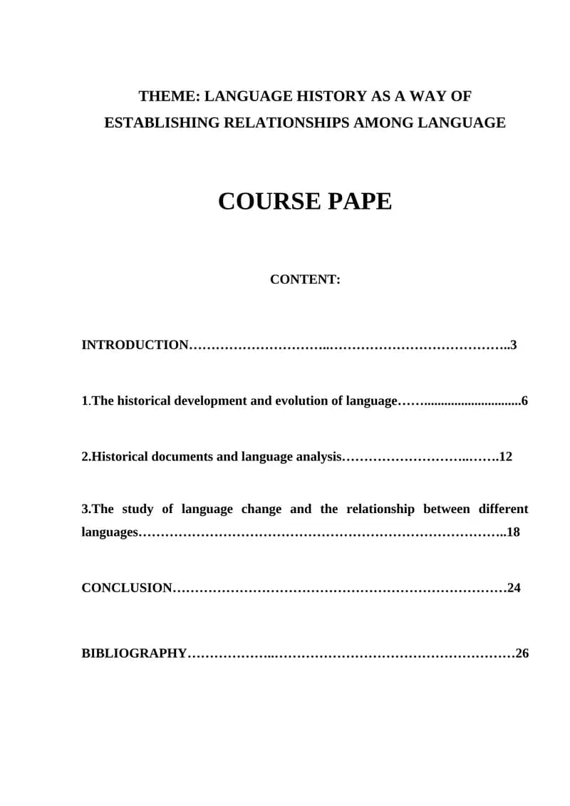 Language History as a Way of Establishing Relationships Among Language