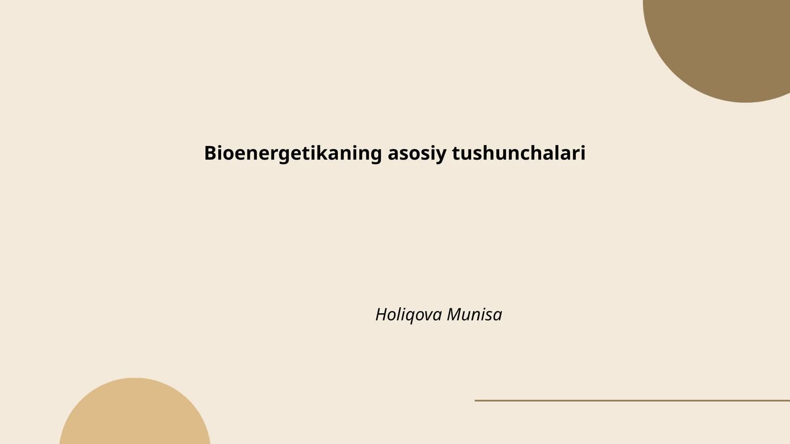 Bioenergetikaning asosiy tushunchalari