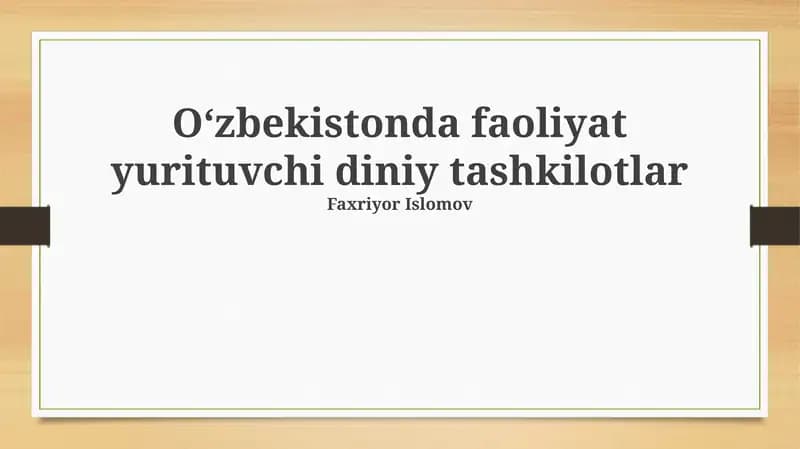 O'zbekistonda diniy tashkilotlar