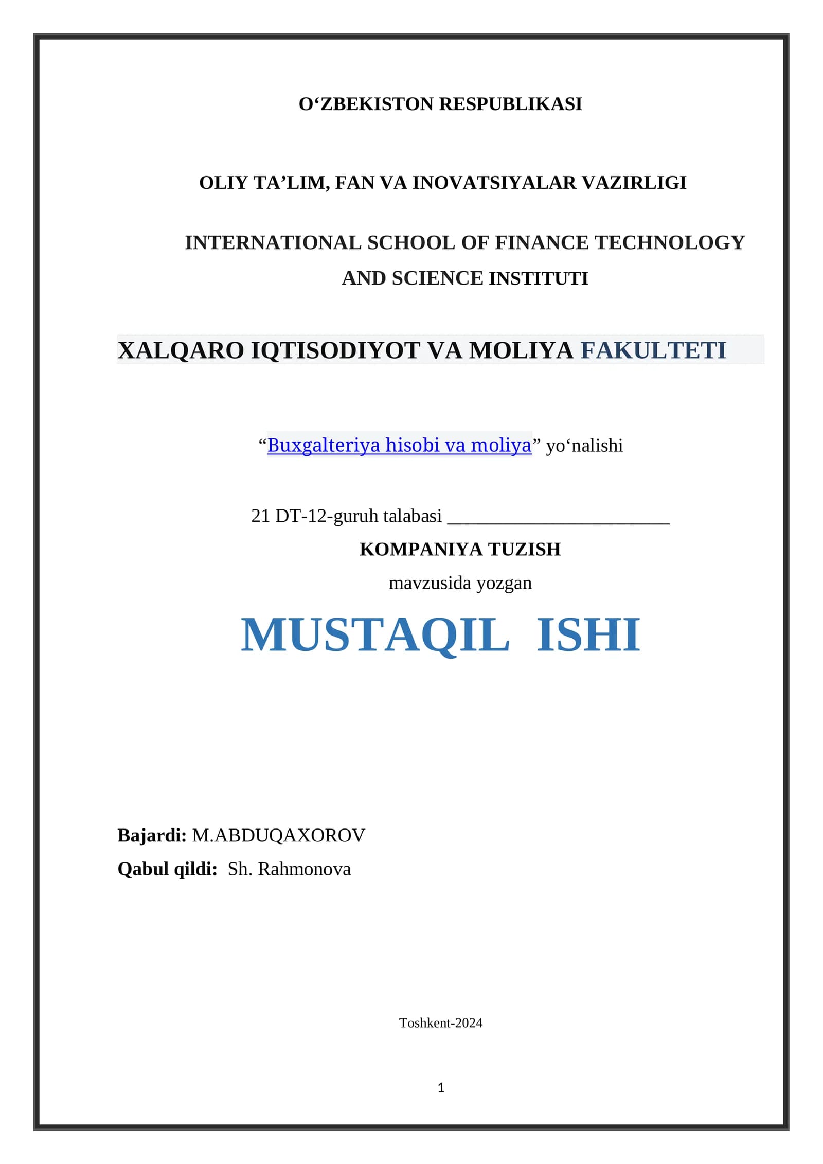KOMPANIYA TUZISH