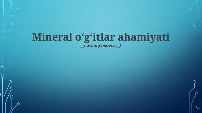 Mineral o'g'itlar ahamiyati