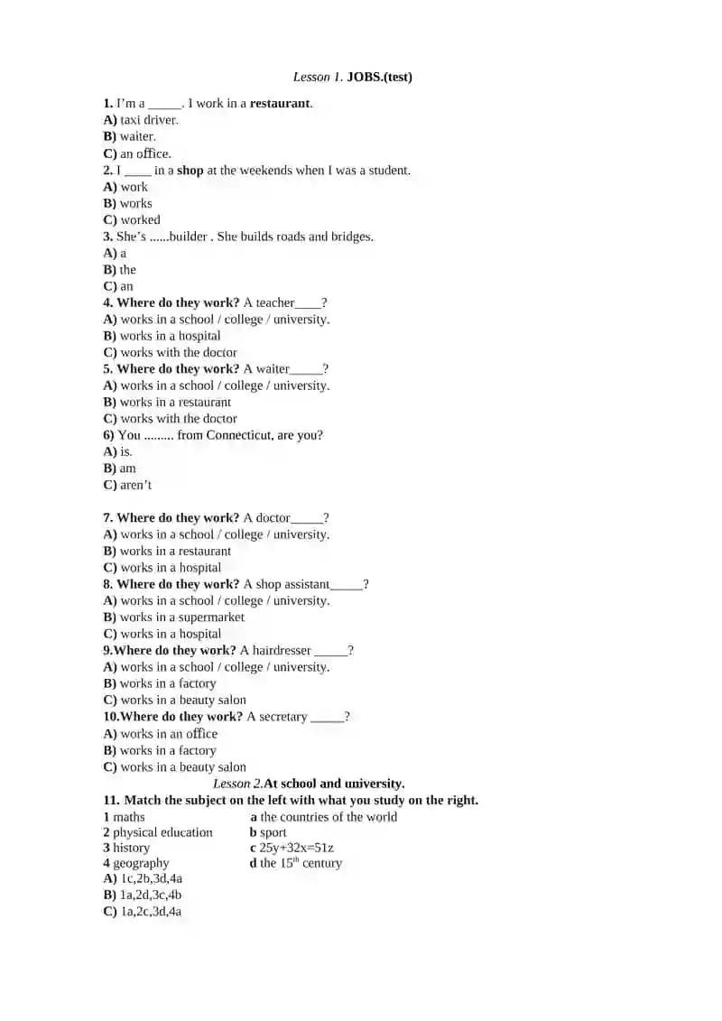 JOBS.(test) english