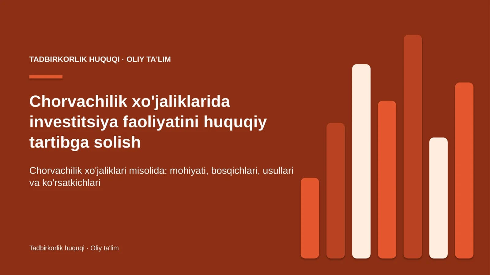 Chorvachilik xo'jaliklarida investitsiya faoliyatini huquqiy tartibga solish