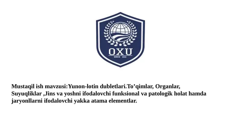 Yunon-lotin dubletlari To'qimalar  suyuqliklar