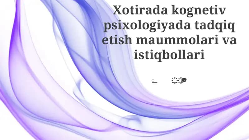 O'zbekistonda Kognitiv Psixologiyaga Kirish
