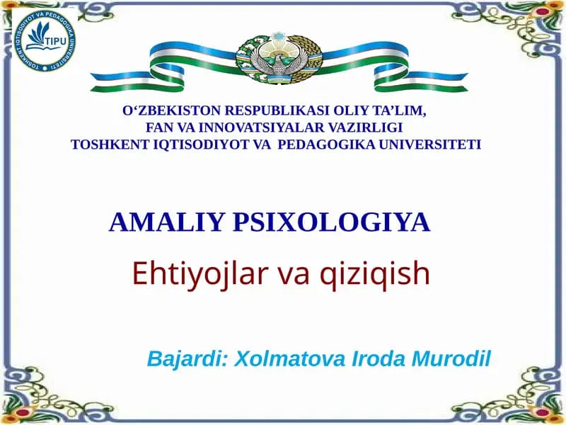 Ehtiyojlar va qiziqish