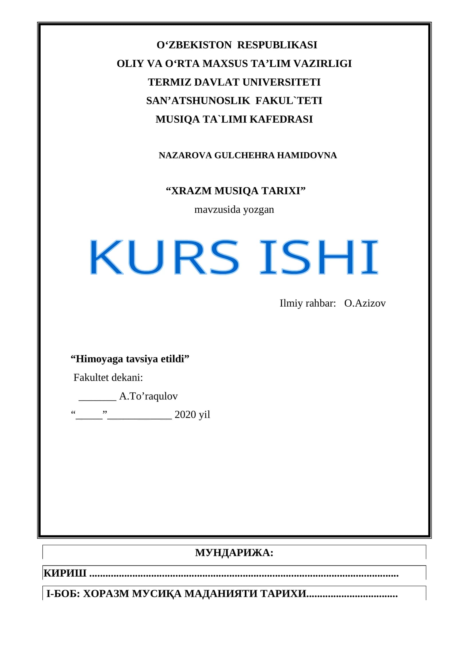 XRAZM MUSIQA TARIXI