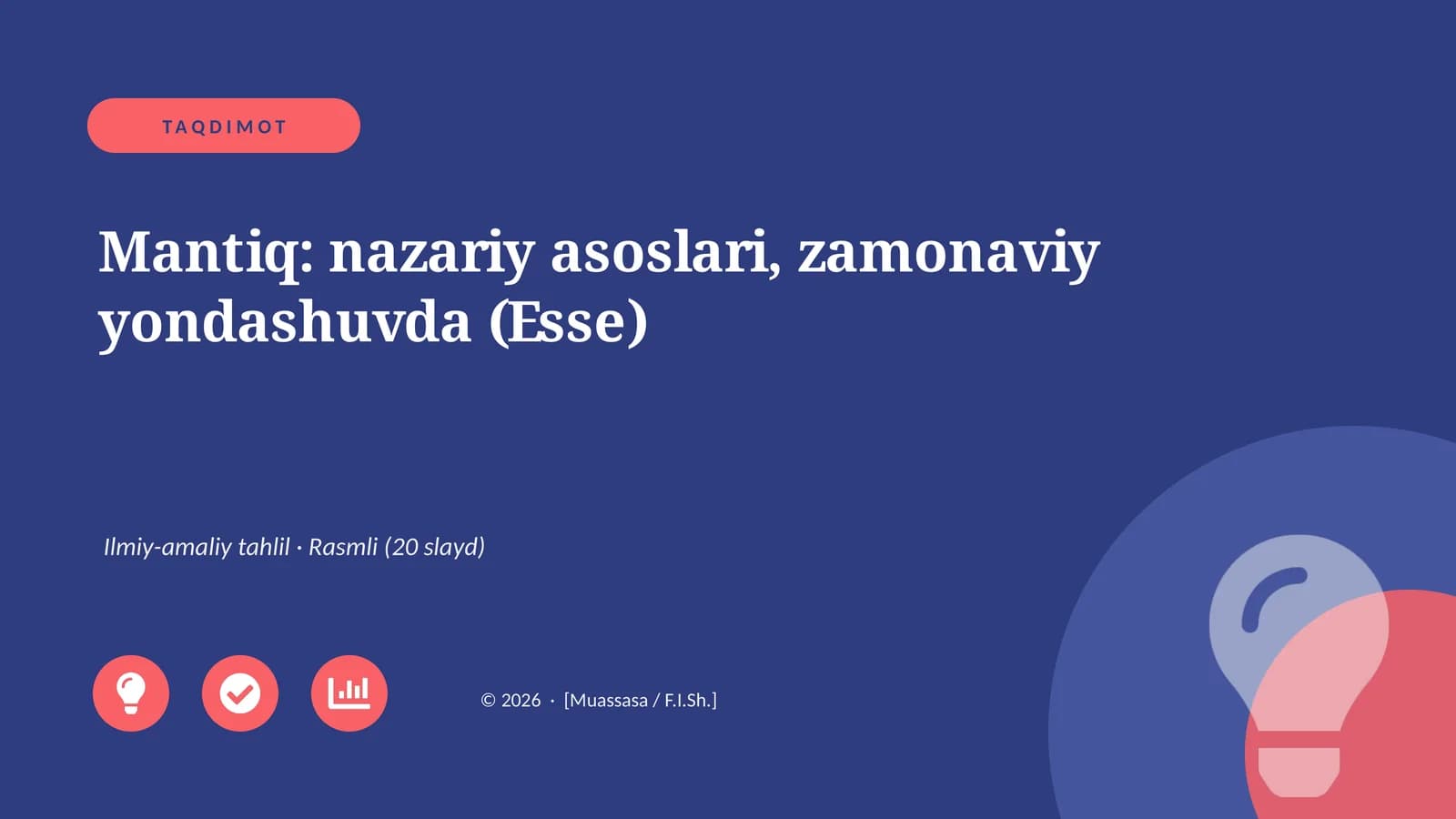 Mantiq: nazariy asoslari, zamonaviy yondashuvda (Esse)
