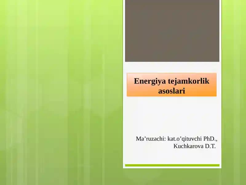 Energiyatejamkorlik asoslari