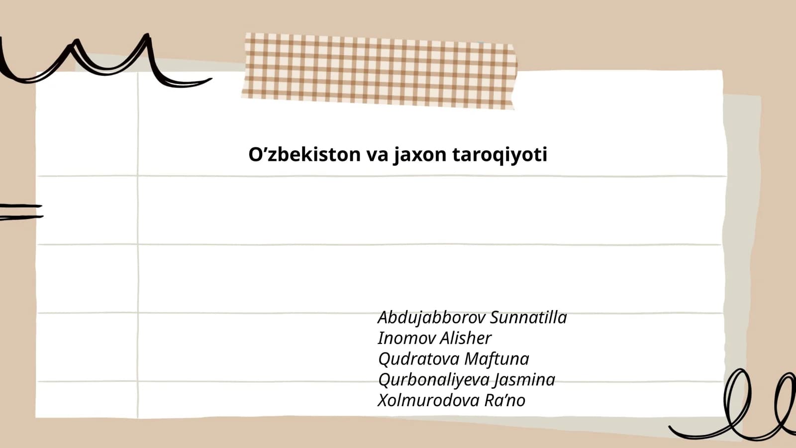 O’zbekiston va jaxon taroqiyoti