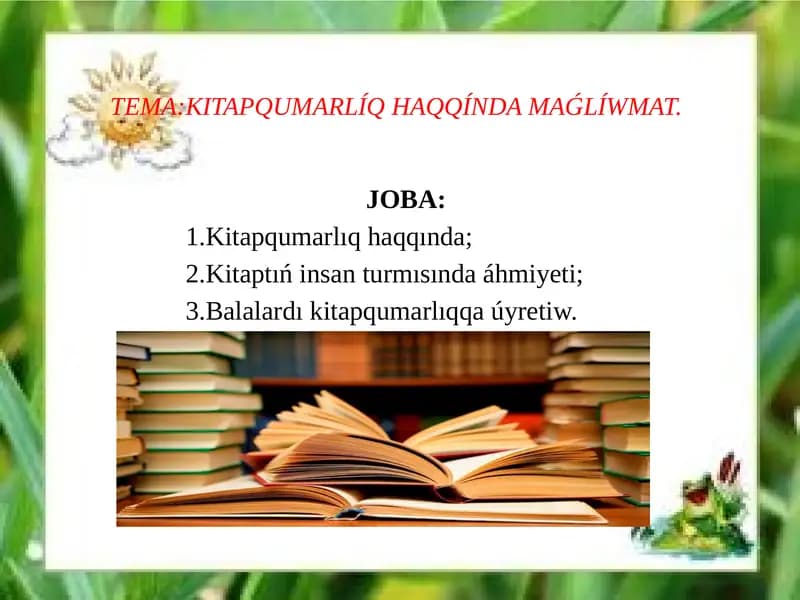 KITAPQUMARLÍQ HAQQÍNDA MAǴLÍWMAT.