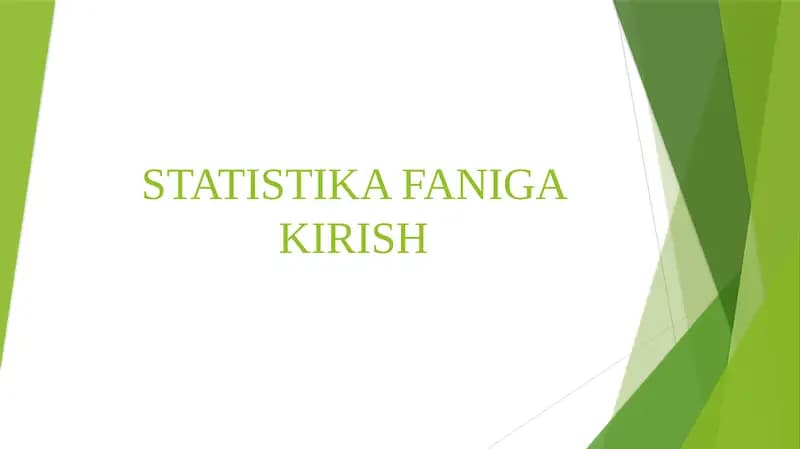 STATISTIKA FANIGA KIRISH
