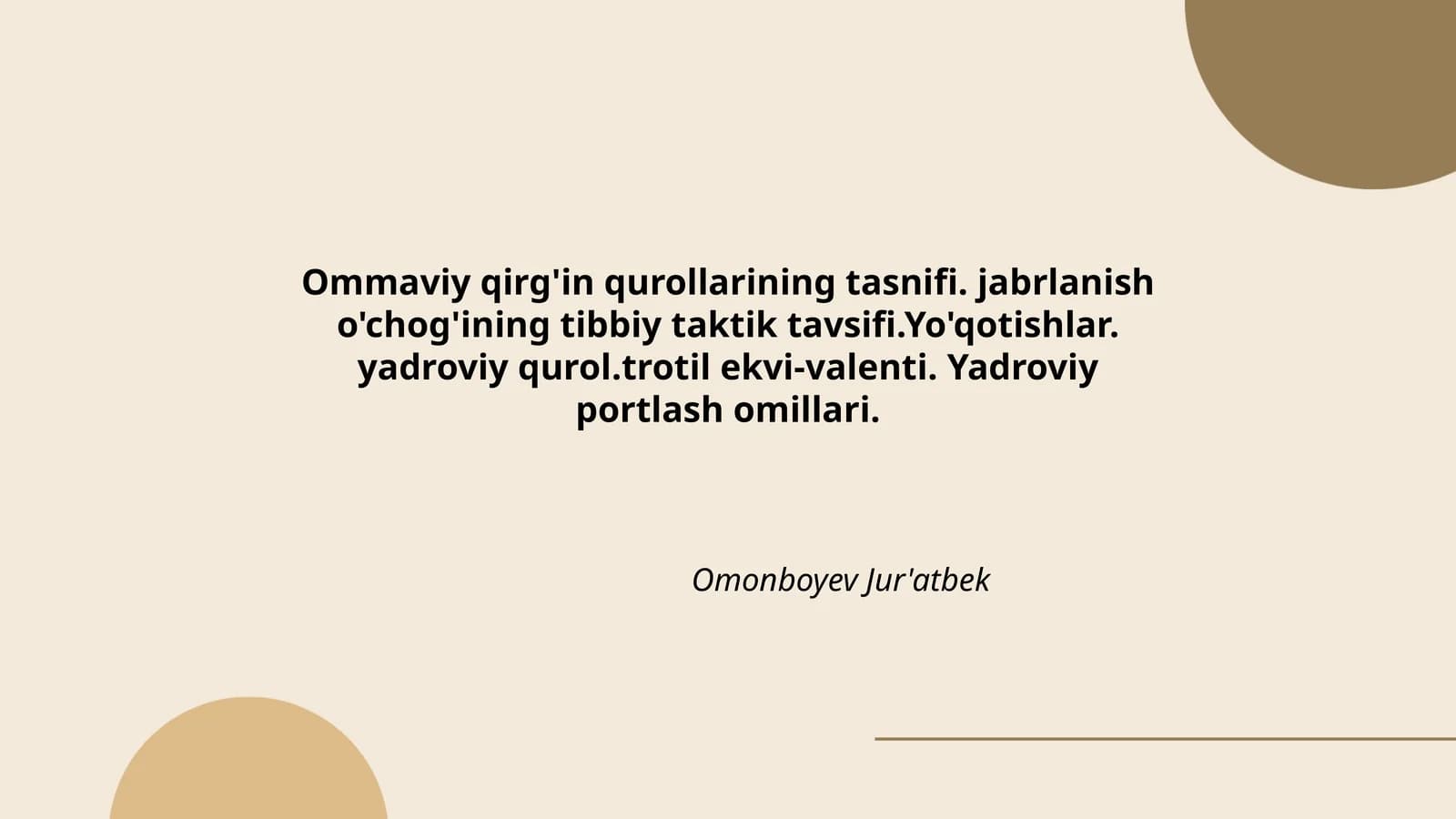 Ommaviy qirg'in qurollarining tasnifi