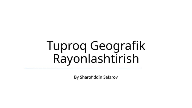 Tuproq Geografik Rayonlashtirish