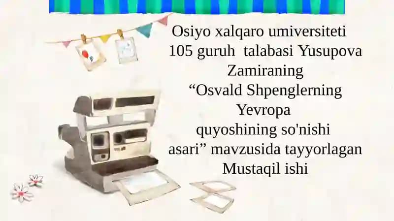 Yevropa quyoshining so'nishi asari