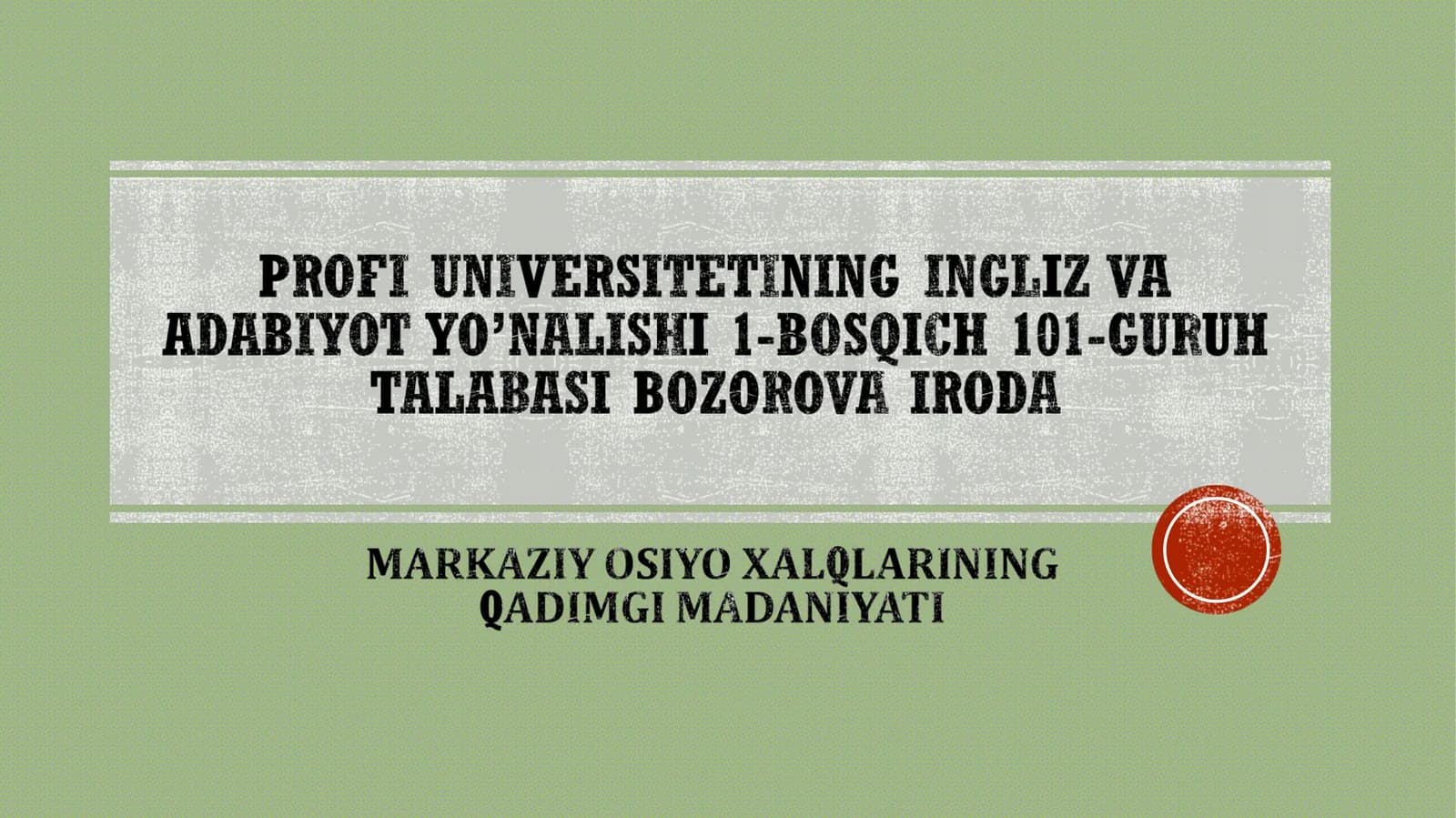 Markaziy Osiyo madaniyati jahon madaniyati tarixida