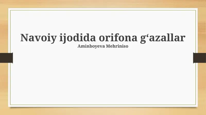 Navoiy ijodida orifona gʻazallar