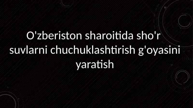 O'zberistonsharoitidasho'r suvlarnichuchuklashtirishg'oyasi