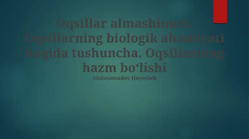 Oqsillar almashinuvi