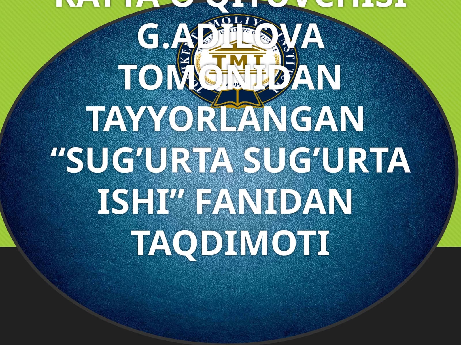 Sug‘urta ishi fanidan taqdimoti
