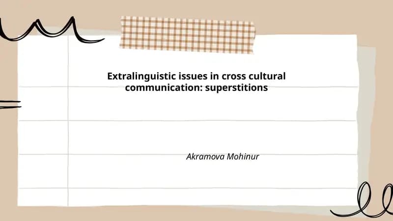 Extralinguistic issues in cross cultural communication: superstitions