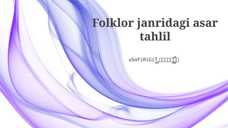 Xalq og'zaki ijodi turlari