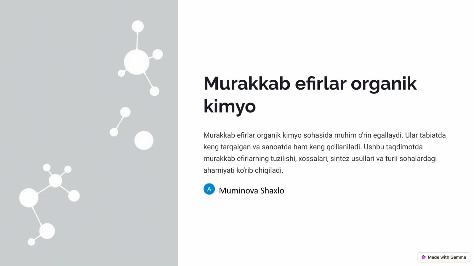 Murakkab efirlar organik kimyo