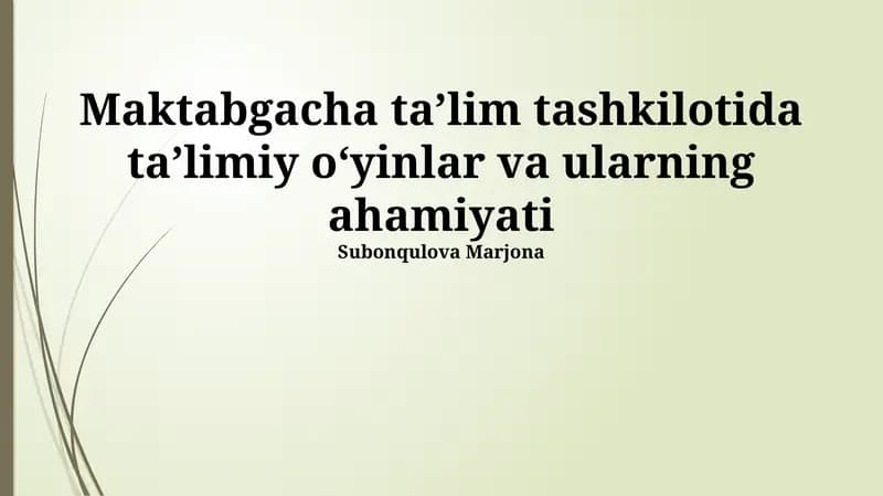 Ta'limiy O'yinlar va ularning Ahamiyati