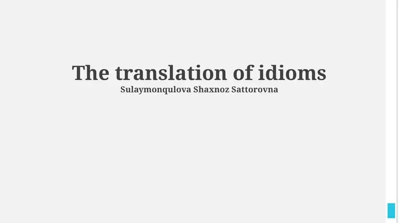 The translation of idioms