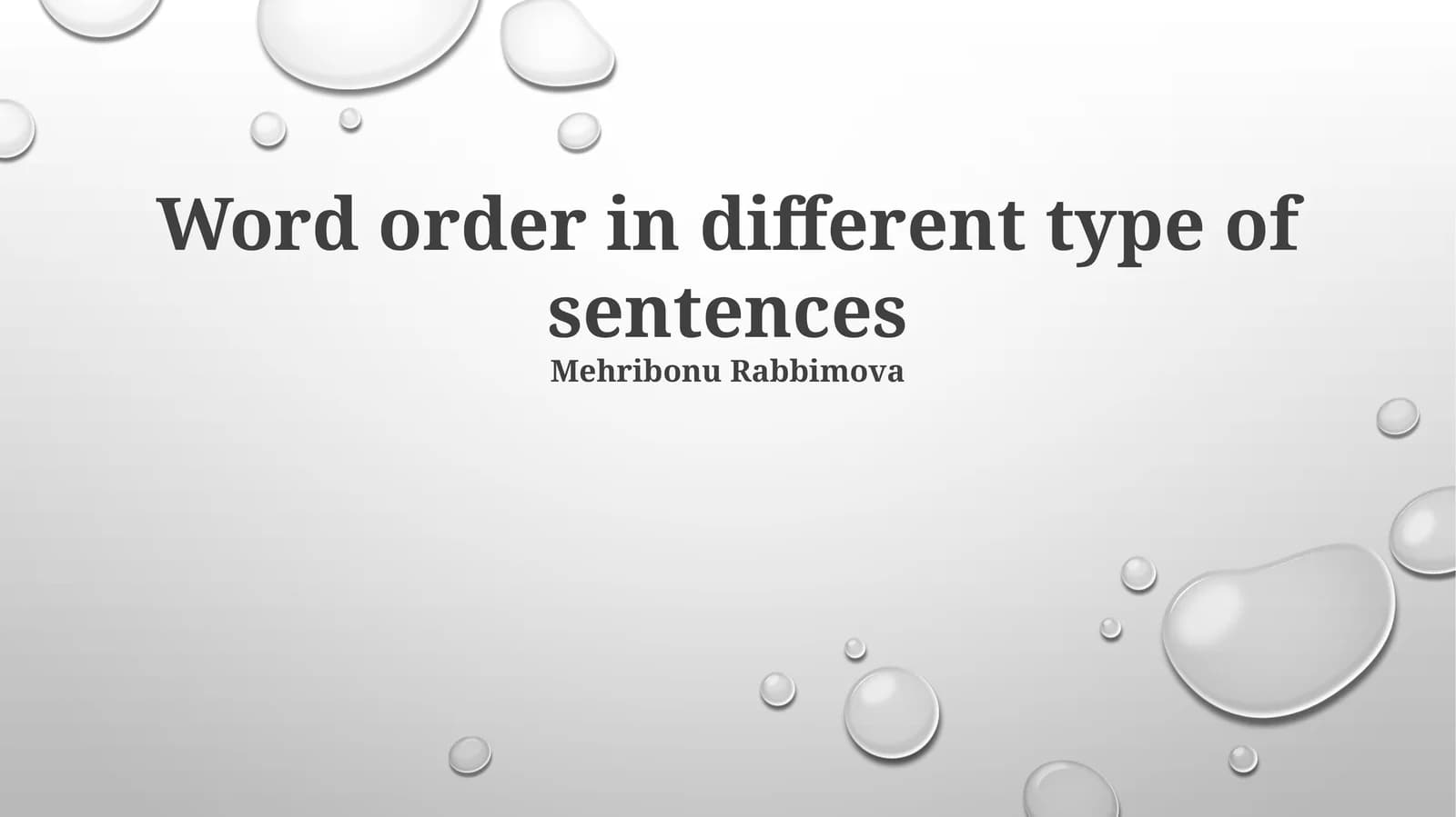 Word order in different type of sentences
