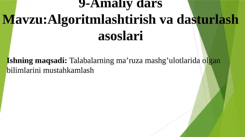 Аlgoritmlashtirishvadasturlashasoslari