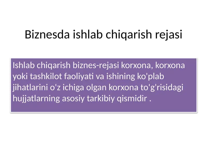 Ishlabchiqarish rejasi