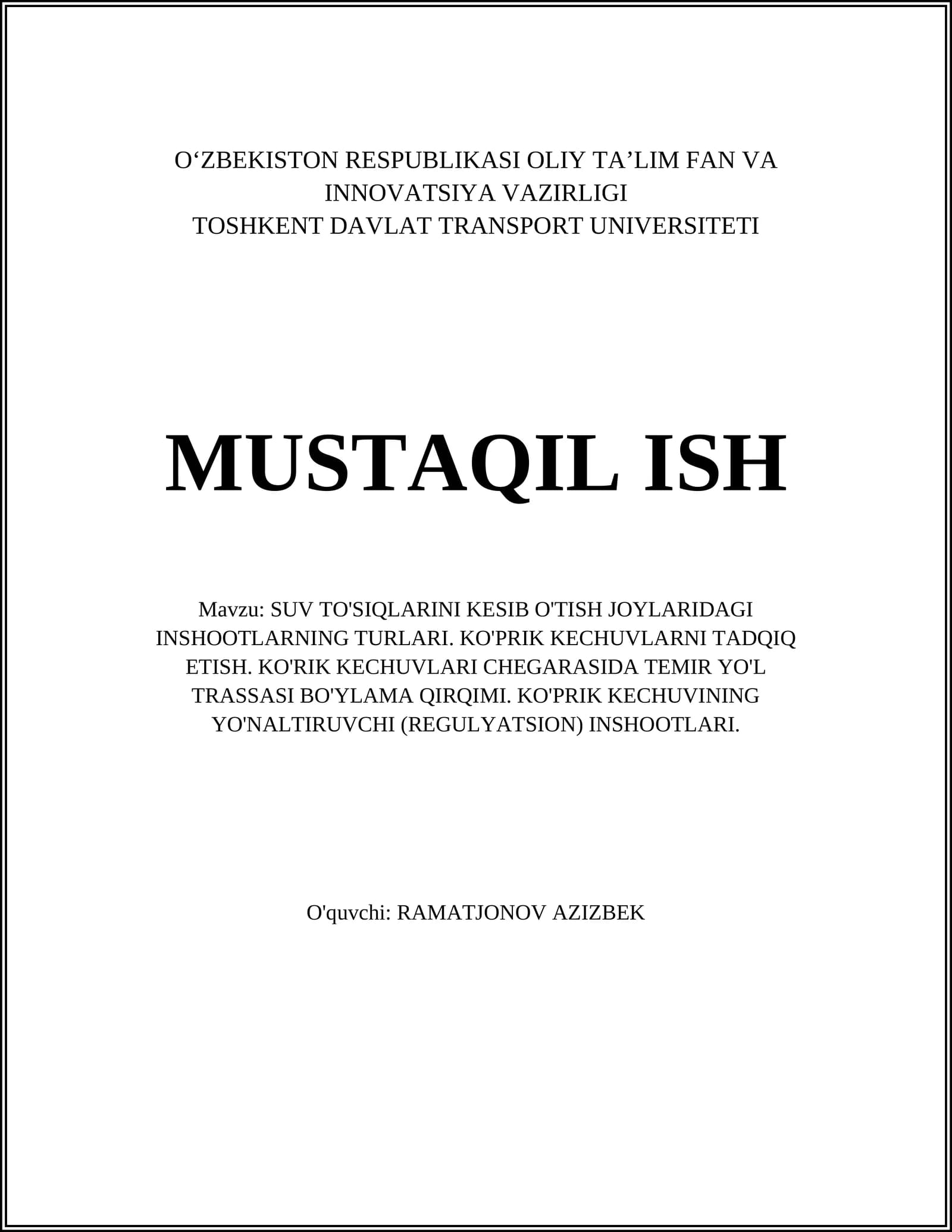 KO'PRIK KECHUVLARI TUSHUNCHASI