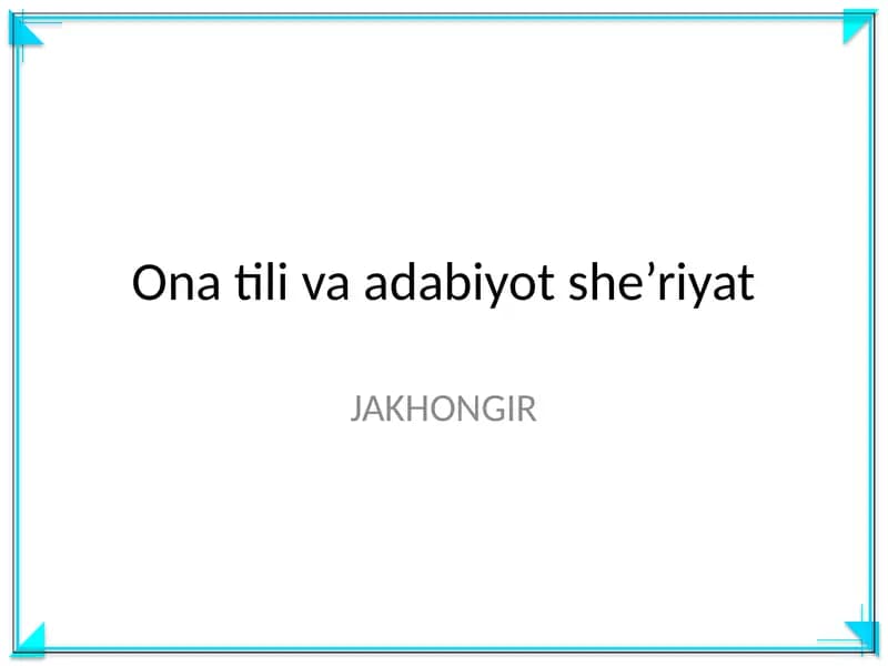 Ona tili va adabiyot she’riyat