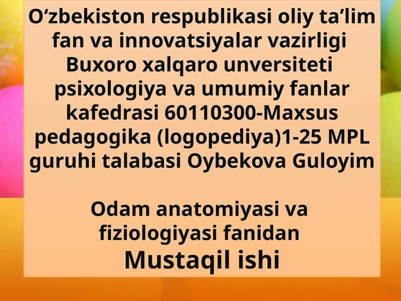 ONTOGENEZ EMBRIONAL TARAQQIYOTNING XUSUSIYATLARI