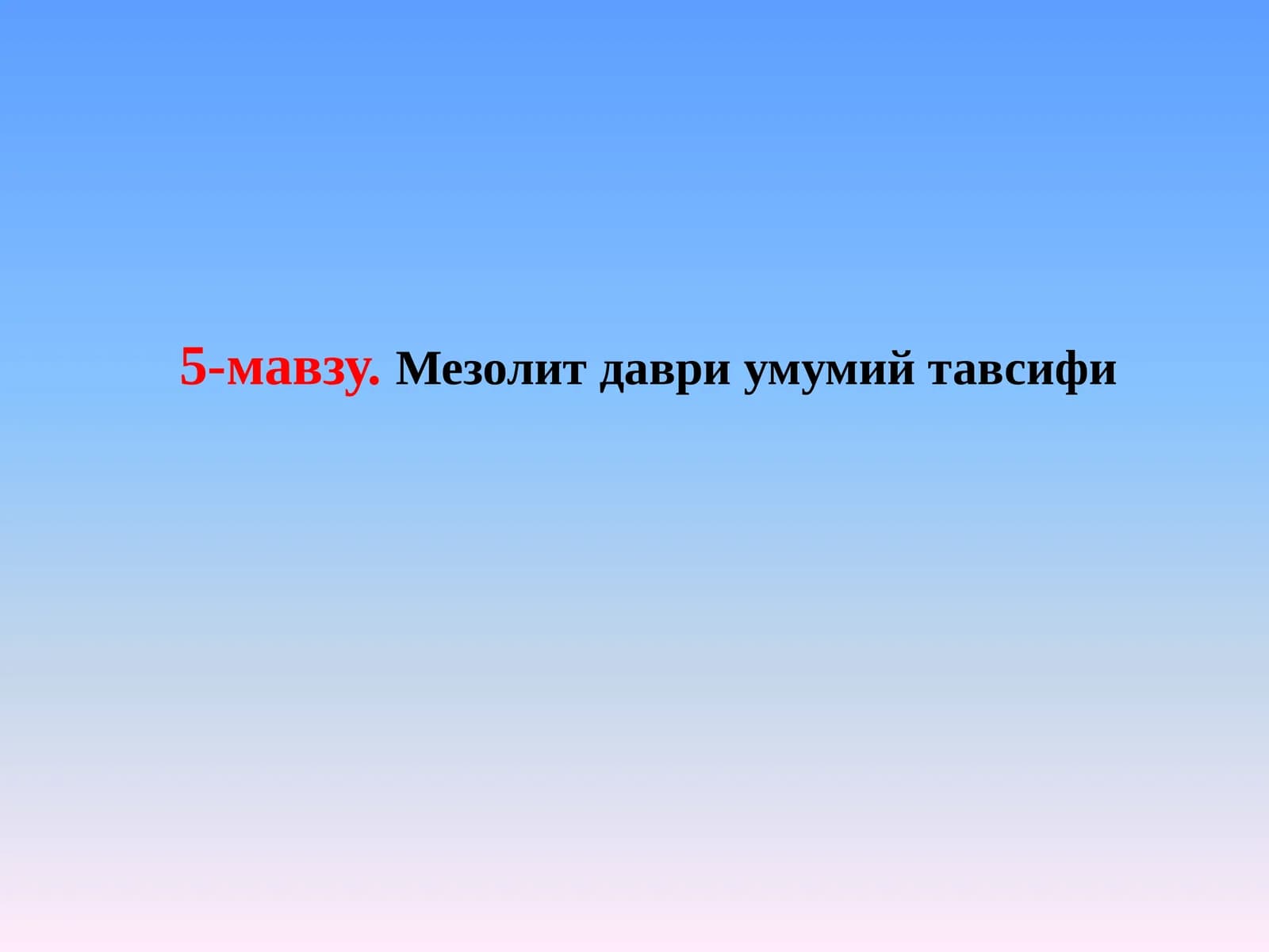 Мезолит даври умумий тавсифи