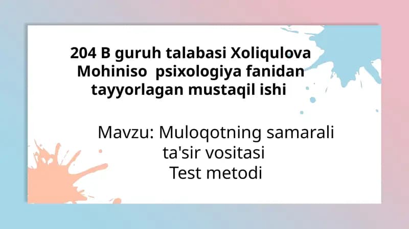 Muloqotning samarali ta'sir vositasi