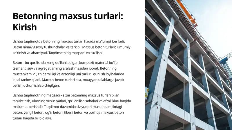 Betonning maxsus turlari: Kirish