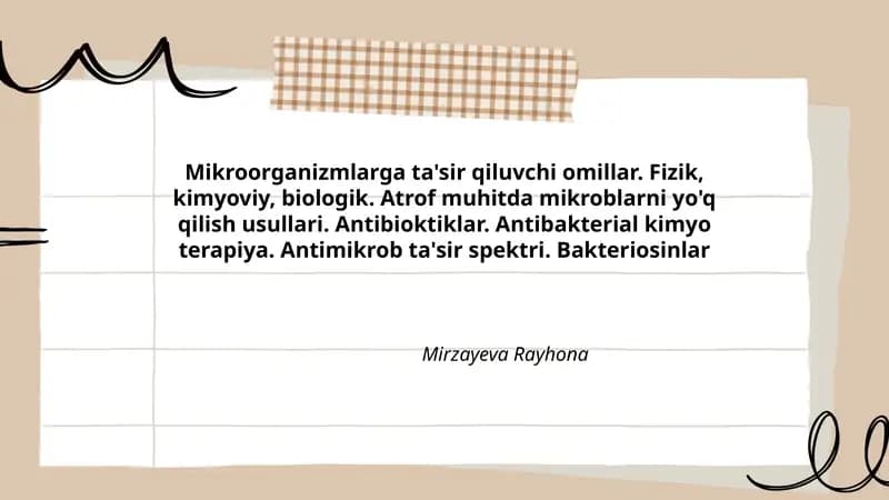 Mikroorganizmlarga ta'sir qiluvchi omillar