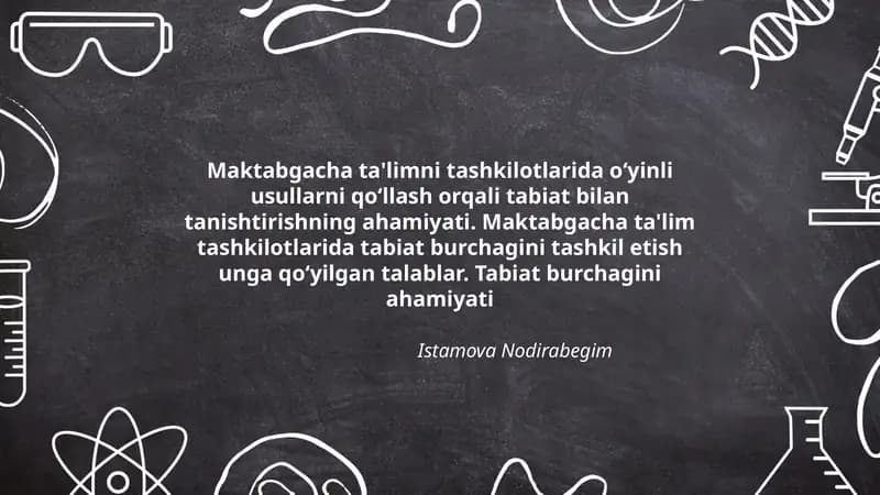 Tabiat bilan tanishtirishning ahamiyati