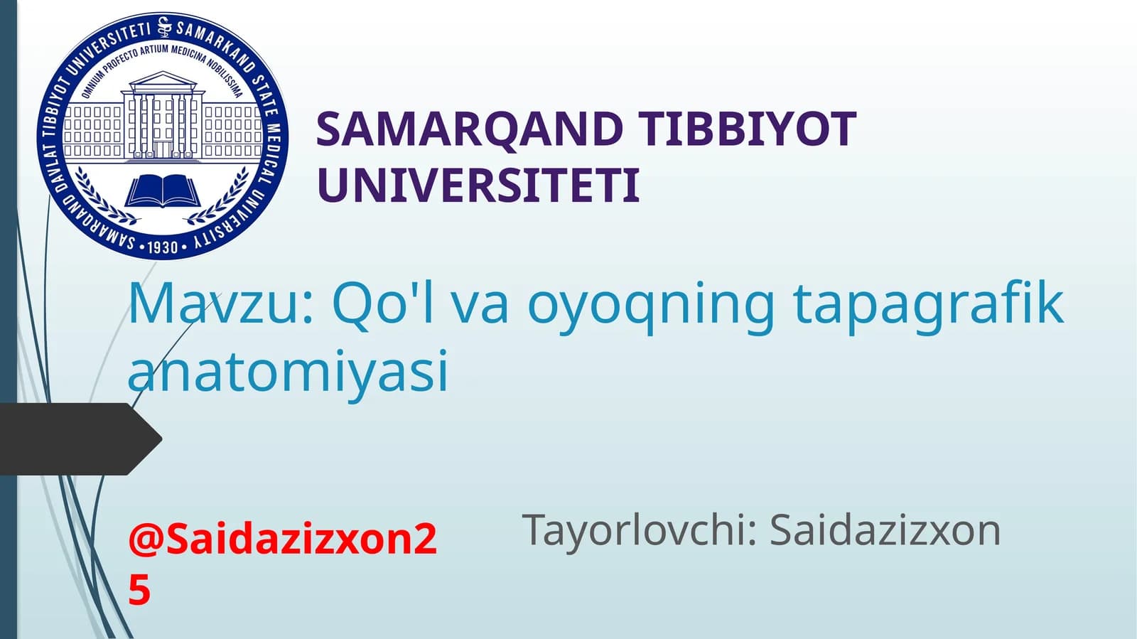 Qo'l va oyoqning tapagrafik anatomiyasi