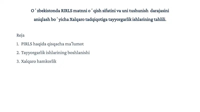 PIRLS Taqdimoti