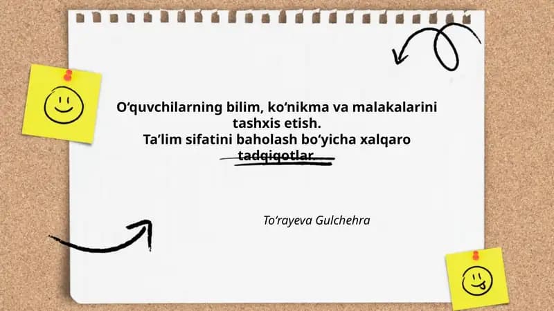 Xalqaro Baholash Dasturlari va Tashxisiy Baholash Usullari