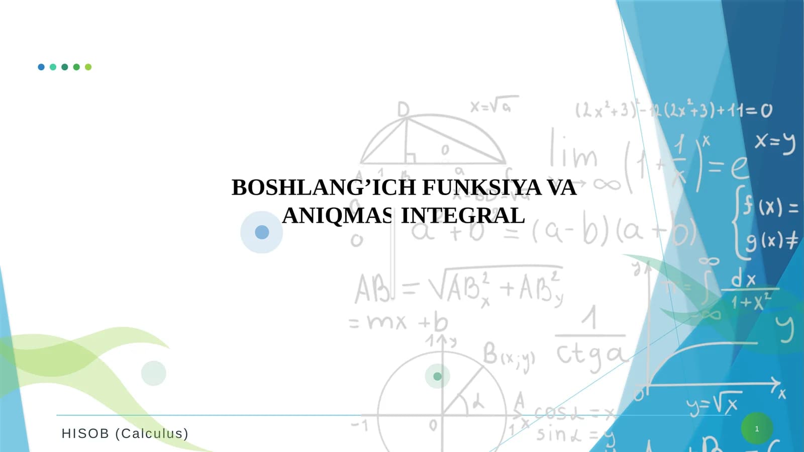 Boshlang’ich funksiya va aniqmas integral