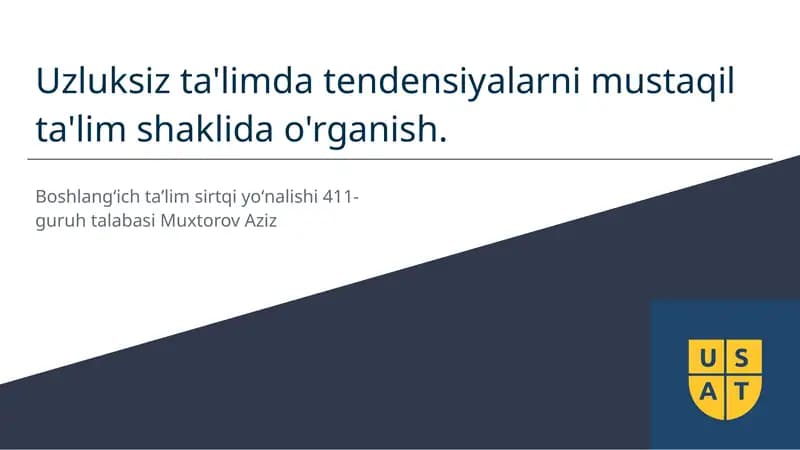 Uzluksiz ta'limda tendensiyalar