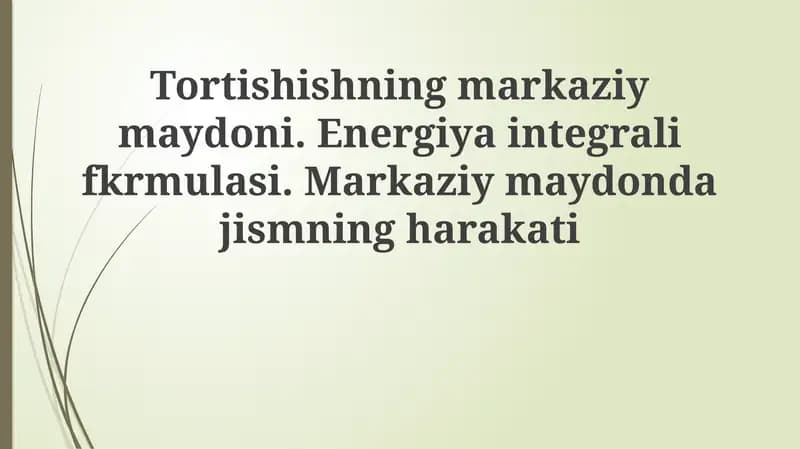 Markaziy tortishish maydoni