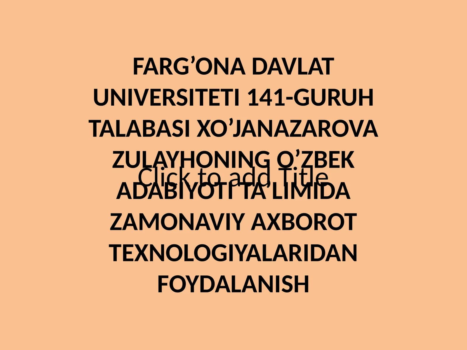 EXCEL DASTURI YORDAMIDA XRONOLOGIK JADVAL TUZISH VA ADABIYOT DARSIDA QO’LLASH USULLARI