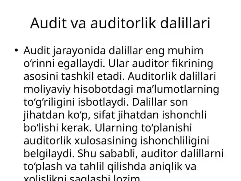 Audit va auditorlik dalillari