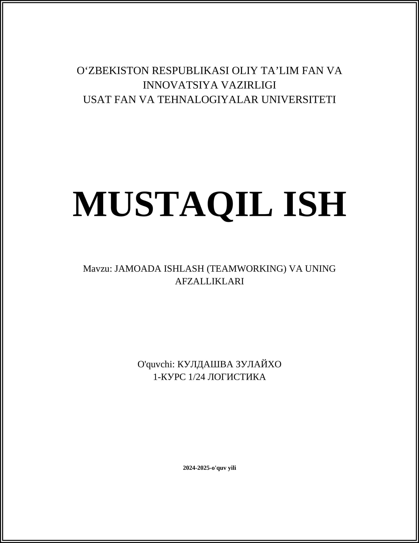 Jamoada ishlashning asosiy tamoyillari