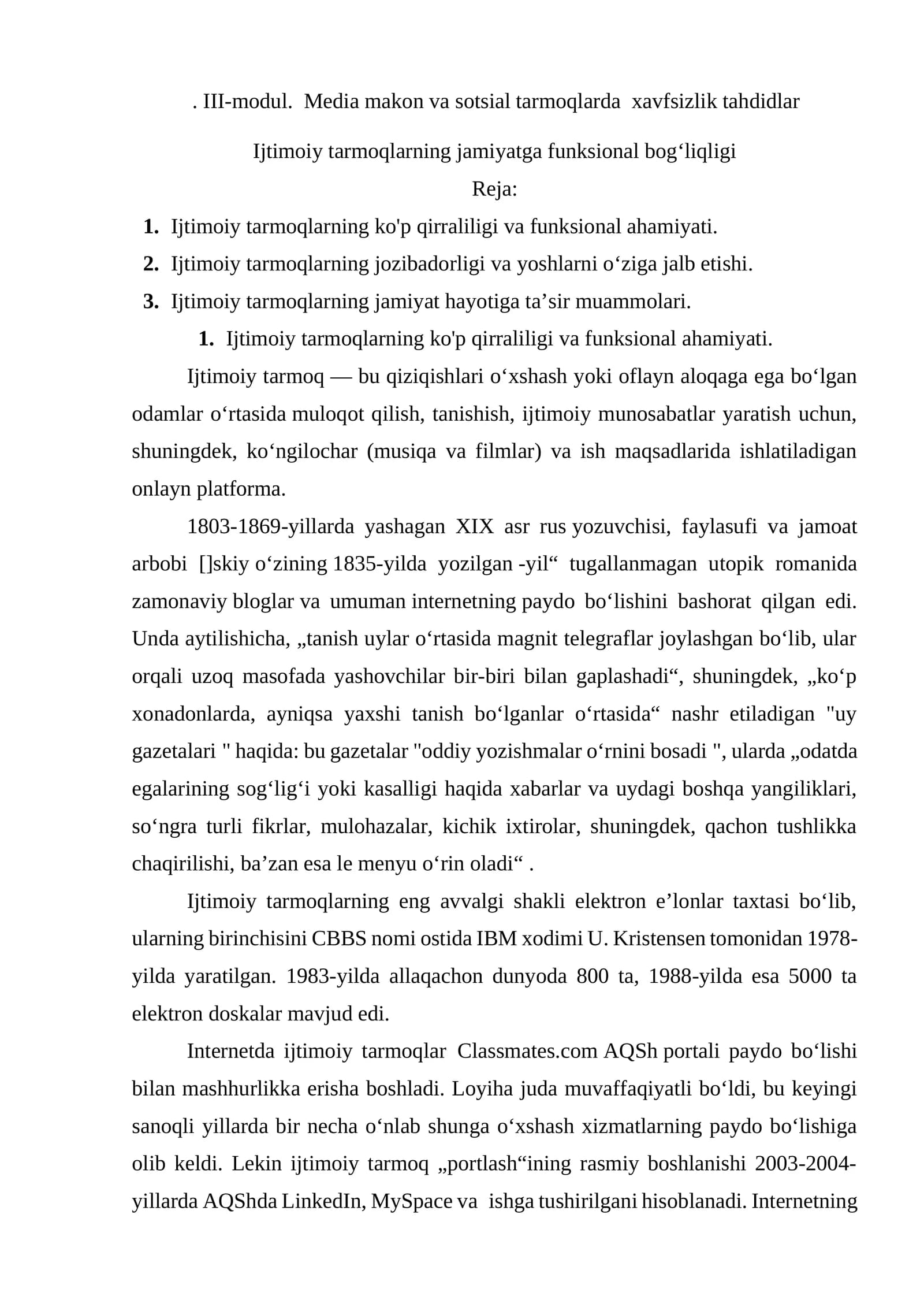 Media makon va sotsial tarmoqlarda xavfsizlik tahdidlar